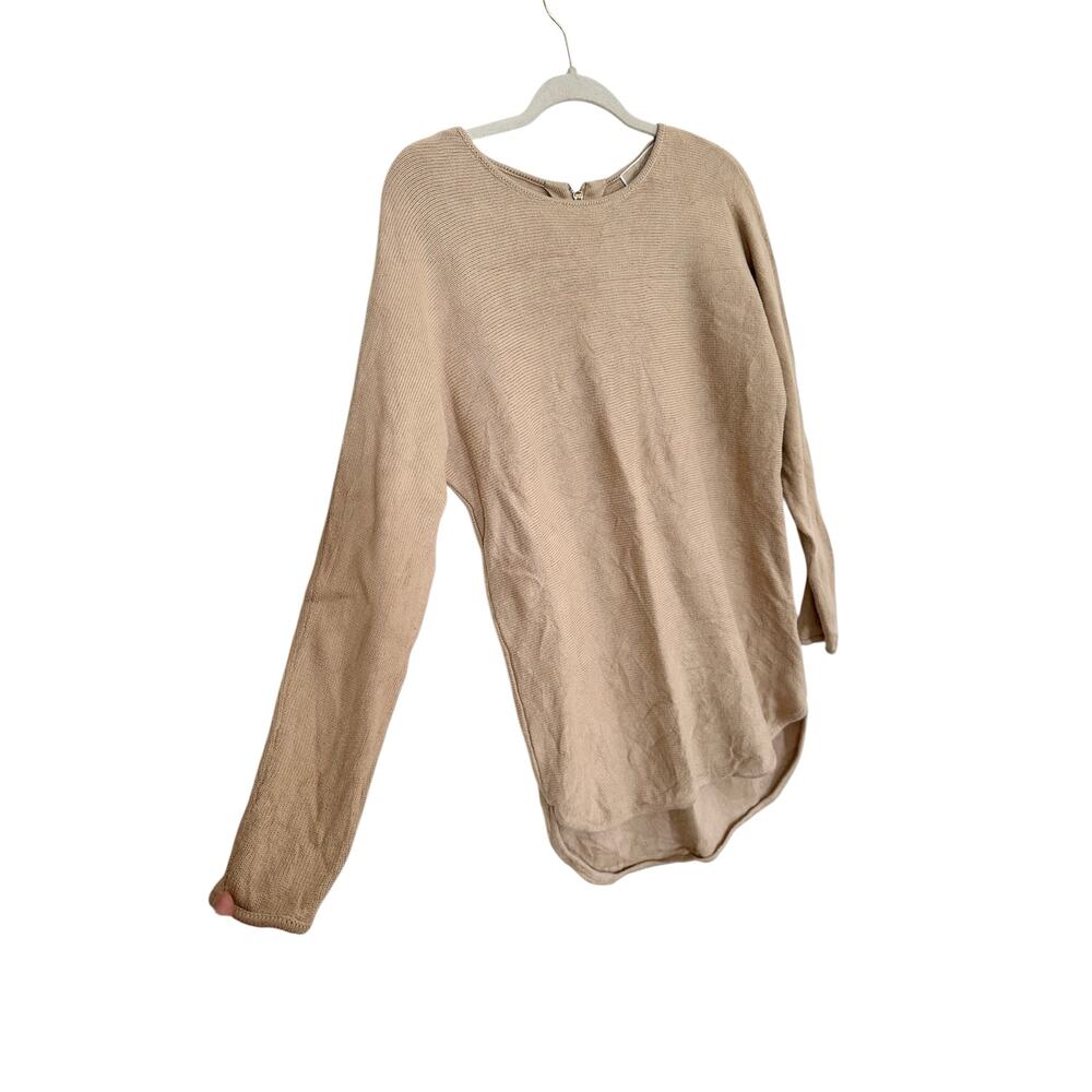 Michael Kors sweater Zip tan beige M comfort designer knit top blouse chic work